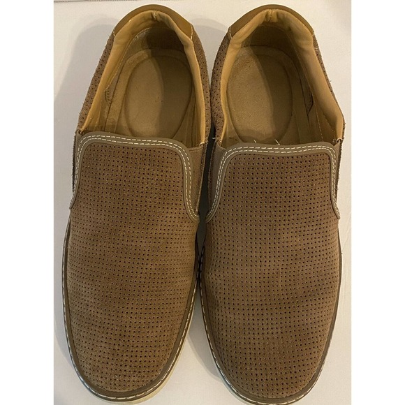 Joseph Abboud Mens Loafers Perforated Brown Suede Slip On Shoes - Picture 7 of 8